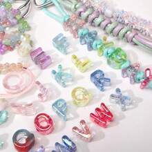 5pcs Acrylic 3D Transparent Colorful Large Hole Jelly Letter Beads, Random Mixed Colors, For Handmade DIY Jewelry Making Necklace Bracelet Earrings Bag Chain Keychain Keyring Clothing Zipper Accessories Pendant - Multicolor - View 5