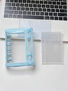 1个A7透明活页夹，3D浮雕贴纸簿，贴纸相册，双环软皮封面计划本，带透明内页，K-Pop照片相册，大容量便携式活页笔记本，日记本，计划本，剪贴簿，记事本，适合学校和办公室使用 - 彩色 - 查看 15
