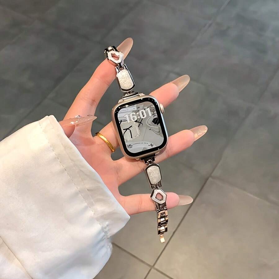 适用于 38mm/40mm/41mm/42mm/44mm/45mm/49mm 的闪亮金属表带，奢华独特的女士珠宝替换表带，适用于 Series 11/10/9/8/7/6/4/3/2/1 SE Ultra，长度可调节 - 彩色 - 查看 1