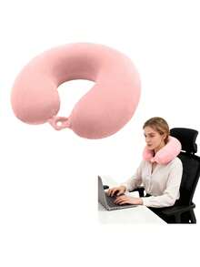 Memory Foam Travel Neck Pillow, Best Soft Adjustable Head & Neck Support Pillow For Airplane, Car, Recliner, Travel Rest Accessories, Sleeping Aid For Holiday, Camping, Office, Airplane,Travel Pillow Luxury Compact & Lightweight For Camping - Hồng - Xem 8