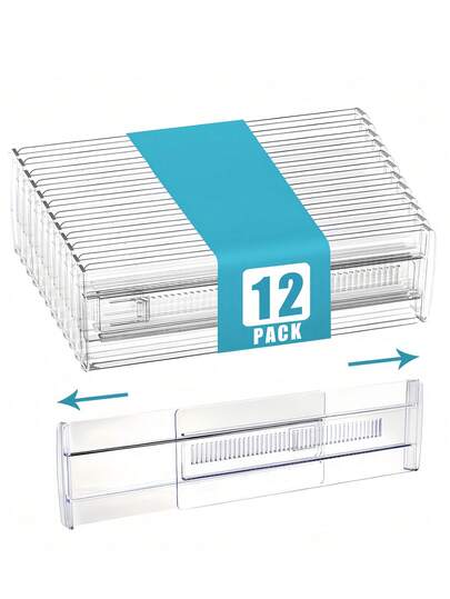 8pcs/6pcs/4pcs/1pc Expandable Transparent Drawer Dividers Set With Foam Ends, Adjustable Gear Separators For Clothes, Underwear, Socks Storage And Organization, Suitable For Drawers And Tables