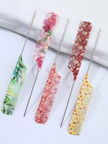 一体式钢针梳 - 耐用ABS材质，防静电，抚平毛躁，日常居家梳理必备，多种花卉图案可选，是理想的送礼佳品。 - 彩色 - 查看 4