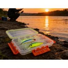1pc Fishing Tackle Box, Hook Storage Box, 27x17cm Moisture-Proof Bait Storage Box, Small Multi-Compartment Tackle Organizer, Portable Outdoor Fishing Accessories.Fishing Tools, Storage Box, Organizer, Fishing Supplies, Fishing Storage. - Orange - View 4