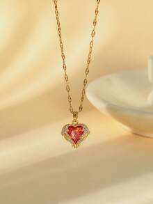 Dây chuyền hình trái tim đang thịnh hành, mặt dây chuyền pha lê nhiều màu sắc độc đáo dành cho nữ, phù hợp để đeo hàng ngày, dự tiệc và đi nghỉ mát. - Trái tim - Xem 5