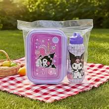 3pcs Sanrio Lunch Set (Including Utensils), Includes Lunch Box, Tote Bag And Water Bottle, Variety Of Styles, Exquisite Prints, Suitable For School Lunch Box, Girls' Lunch Box, Work Lunch Box, Camping And Picnic Sets. Adorable Cartoon Patterns, Leak-Proof Lunch Bag With Shoulder Strap And Water Bottle, Suitable For Work/Office/Picnic/Travel.