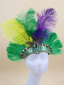 1-Piece Carnival Artificial Feather Headwear, Dancer Headband, Lady Feather Beauty Pageant Headband, 1920s Jazz Girl Headband, Halloween - Three Hair Bands - View 17