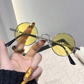 1pc Retro Round Frame Jelly Color Fashion , Unisex, Suitable For Beach, Vacation, Street, Party, Photography, All Seasons