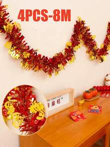 2-10米中国新年福花环，带条状装饰，春节藤条悬挂用品，用于背景墙新年氛围 - 彩色 - 查看 21