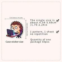 50pcs Cute Cartoon Hedgehog Stickers, Adorable Animal Series Stickers, Suitable For Laptop, Bumper, Skateboard, Water Bottle, Computer, Phone Case, School Decoration, Etc. Scratch-Resistant Decorative Stickers For Various Scenarios - Multicolor - View 3