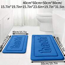 1pc Bathroom Memory Foam Flannel Bath Mat, Non-Slip Absorbent Bathroom Rug - Sky Blue - View 10