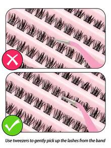200PCS Eyelash Extension Bonding Sealing Tweezers, Eyelash Brush, False Eyelash Extension Kit, Fluffy C-Curl, 10-16mm Mixed-Length Lash Clusters, Natural, Curl, Dense, Soft, Lightweight False Eyelashes, DIY Eyelash Extension, Eyelash Expansion False Eyelashes