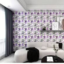 1 Roll Square Tree Self-Adhesive Wallpaper, Purple, Blue Modern 3D Wallpaper, I.E. Peel And Stick Wallpaper, Suitable For Living Room Bedroom TV Background Home Decoration Square Pattern Wallpaper Roll - Multicolor - View 5