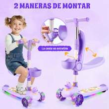CYPNNasjac Scooter Plegable para Niños Patinete de Altura 3 Ajustable para Niños 2 a 7 años Patín del Diablo Monopatin 3 Ruedas con Luz LED y MúsicaFashion - 219774605 - Ver 6