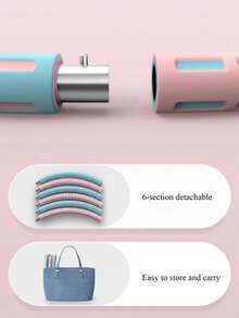 一套6个可拆卸泡沫衬垫不锈钢呼啦圈，可调节多段泡沫健身环，适用于有氧运动、核心力量训练、腰部塑形和舞蹈，便携且带重量，男女皆宜。 - 彩色 - 查看 5