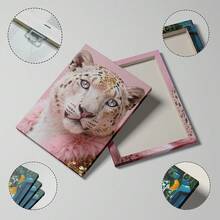 1幅粉色豹纹帆布墙画 | 时尚粉色装饰画，适用于卧室、客厅或办公室，海报，大学宿舍必备，送她的礼物，可选带框或不带框 - 彩色 - 查看 2