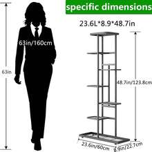 SHENGMAO--2/3/4/5/6-7Tier Plant Stand, Iron Flower Stand,Heavy-Duty Metal Frame, Metal Flower Stand, High-Angle Multi-Tier Plant Rack, Indoor/Outdoor Flower Pot Display Stand. Crafted From Iron With A Sleek, Minimalist Design For Easy Disassembly. This Versatile Stand Fits Seamlessly In Living Rooms, Entryways, Offices, Or Outdoor Patios And Gardens. Available In Multiple Colors. - Màu đen 7 lớp - Xem 7