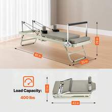 Reformador de Pilates plegable, Máquina de entrenamiento de Pilates para uso en el estudio de gimnasio en el hogar, Cama de Pilates con resistencia doble - muelle y cordón, Conjunto de reformador para usuarios avanzados y principiantes, Hasta 400 lbs - Gris - Ver 7
