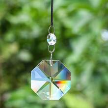 八角珠水晶棱镜吊坠透明多面玻璃艺术彩虹制造器阳光收集器风铃装饰配件花园窗户悬挂饰品 - 透明 - 查看 1