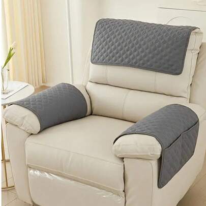 Ultrasonic Dust-Proof Anti-Slip Recliner Cover, Minimalist Solid Color Armchair Armrest Towel, Single Sofa Combination Lumbar Pillow