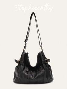 STEPHIECATHY Women's Luxury Slouchy Soft Washed PU Vegan Leather Shoulder Bag Multi Functional Pockets Zipper Closure Adjustable Long Strap Cross Body Handbag Large Capacity Hobo Casual For Commute Daily College Shopping Travel Unisex Cool Street Style , Gifts For Women - 彩色 - 查看 18
