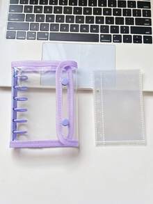 1个A7透明活页夹，3D浮雕贴纸簿，贴纸相册，双环软皮封面计划本，带透明内页，K-Pop照片相册，大容量便携式活页笔记本，日记本，计划本，剪贴簿，记事本，适合学校和办公室使用 - 彩色 - 查看 12