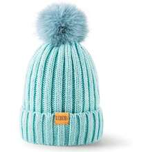 Womens Winter Knitted Beanie Hat Warm Fleece Lined With Pompom Cap Thick Slouchy Snow Knit Skull Ski Cap,38291406 - 薄荷綠 - 查看 2