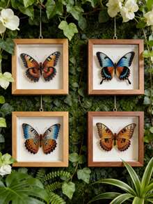 1 Piece Of Oversized (10CM) Transparent Spreading Butterfly Series Model Decoration, With Multiple Varieties Of Butterflies, Permanently Preserved Animal Model Crafts, Printed With The Most Realistic Animal And Insect Butterfly Specimens In Nature, Transparent Animal And Plant Insect Model Square, Decorative Craft Ornament (Acrylic Double-Sided) - Multicolor - View 2