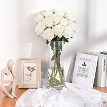1/5/8/12pcs Artificial White Rose Flowers, Silk Textured Fake Roses With Long Stems And Thorns, Suitable For Valentine's Day, Wedding Bouquets, Vases, Centerpieces, Home Decor (White) - White - View 7