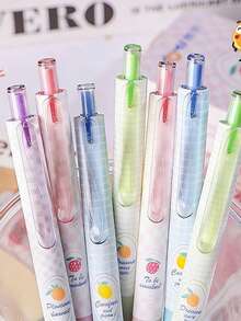 4 buc/set pixuri retractabile cu bilă, fructe colorate, cerneală neagră de 0,5 mm, scriere fină, uscare rapidă, potrivite pentru studenți, examene, reumplere cerneală, papetărie, înapoi la școală