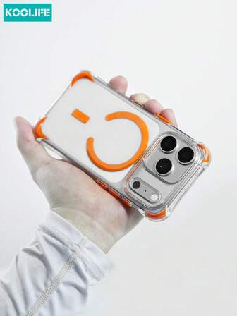 Koolife 1pc Four-Corner Airbag Shockproof Phone Case, 2.0mm Transparent Magnetic TPU Soft Cover With Independent Buttons & Anti-Collision Protection, Compatible With IPhone 17/17 Pro/17 Pro Max