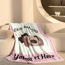 1pc Customized Photo Fleece Blanket, Machine Washable, Polyester Fabric, All-Season, All-Weather, Modern Style Multipurpose Digital Printed Blanket, Suitable For Mother's Day, Birthday, Valentine's Day, Graduation, Father's Day, Wedding, Housewarming And Other Occasions, Can Be Used On Sofa, Bed, Car, Tea Room, Bedroom, Bathroom, Living Room, Dining Room, Office, Etc. - Multicolor - View 3