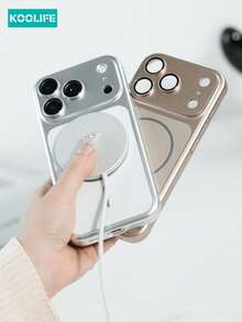 1pc Ultra-Thin Magnetic Frosted PC Phone Case With Large Window, Independent Buttons, Raised Lens Protection, Compatible With IPhone 17/17 Pro/17 Pro Max - Silver - View 5