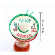 DOne Dozen Pk Mexico Party Favors - Tiny Sombrero Hats Mini For Bottles Mexican Decorations Viva Hat Mexicas For Fiesta Straw Decoraciones-Cupcake Toppers Cinco De Mayo Plies - As Pic - View 5