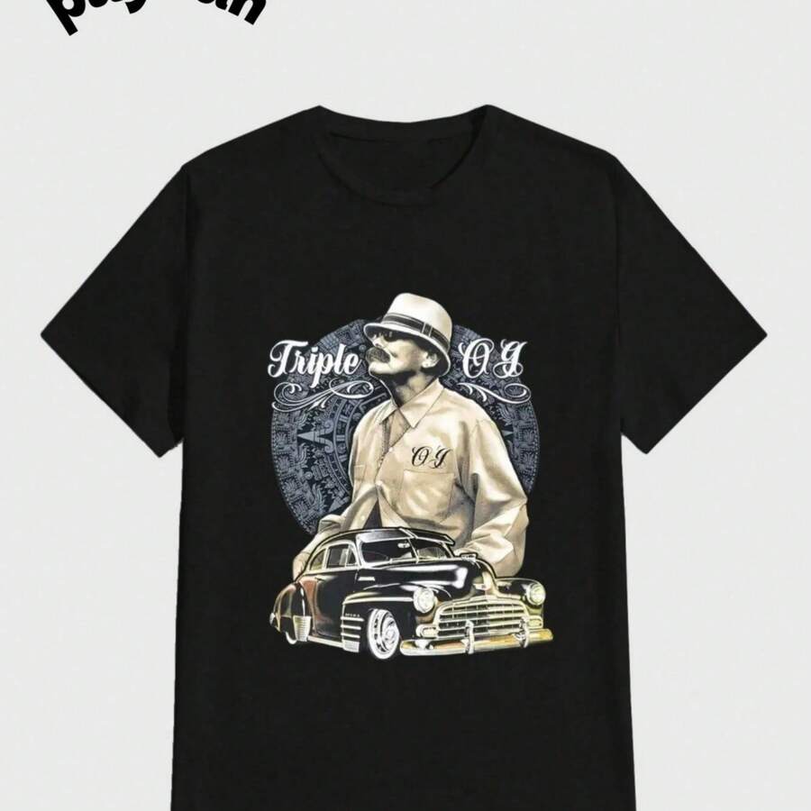 Payeah Cruising Lowrider Bike It Clown Joker Gangster David Gonzales Dga Casual Digital Print Pure Heavy Cotton T Shirt - 黑色 - 查看 1