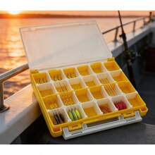 1 szt. Żółte pudełko do przechowywania sprzętu wędkarskiego z regulowanymi przegródkami do przechowywania terminali wędkarskich i przynęt - Żółty - Zobacz 7