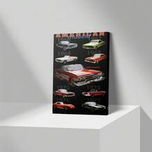 1-Piece Framed Muscle Car Evolution Canvas Wall Art - 1968-2020 Retro Car Poster With Red And White Sports Cars, Perfect For Living Room, Bedroom, Men's Cave Decor - The Perfect Gift For Car Fans, Car Decoration - trắng - Xem 2