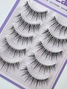 5对交叉尖头cosplay假睫毛，整条小恶魔款，根部分离，透明梗，0.05mm超薄，柔软可重复使用，放大双眼效果，新手友好，适合cosplay、万圣节和派对，打造戏剧性魅力妆容 - 尖尾漫畫款 - 查看 4