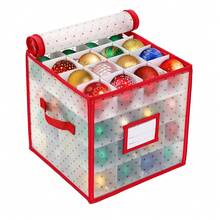 Christmas Tree Ball Organizer Ornament Storage Containers,Ornament Storage Box Hard Plastic Containers That Store Up To 64 Holiday Ornaments - 64-gridOrganize - View 1