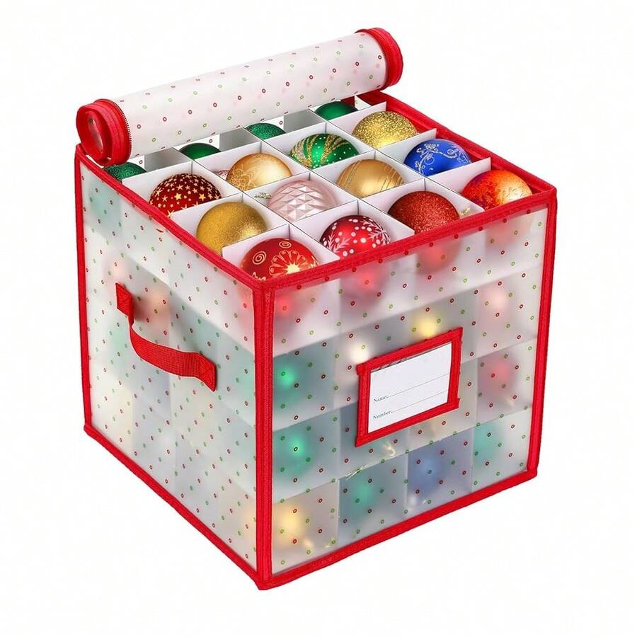 Christmas Tree Ball Organizer Ornament Storage Containers,Ornament Storage Box Hard Plastic Containers That Store Up To 64 Holiday Ornaments - 64-gridOrganize - View 1