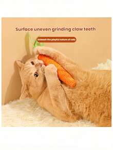1pc Cat Carrot Self-Entertaining Chew Toy, Bite-Resistant Carrot Shaped Teaser Wand With Paper Rope For Cats