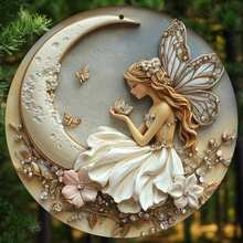 1 Pc Round Wall Art Sign, Vintage Fairy And Moon Metal Plaque, Suitable For Home, Living Room, Office Decor, Party Decoration, Perfect Gift For Friends, 8x8 Inches, No Battery Required, Fitting For Valentine's Day, General Celebrations Home Decor, Room Decor, Wall Decor E-I-D Round Wall Decor, Boho Wall Decor, Metal Wall Art, Farmhouse Wall Decor, Circle Wall Decor, Bedroom Wall Decor, Round Mirror, Woven Wall Hanging, Living Room Wall Art, Celestial Wall Decor - 彩色 - 查看 10