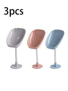 1/2 piezas Plato de jabón con forma de concha, estante de pared para jabón con drenaje, caja de jabón creativa, mantiene el jabón seco y limpio, fácil de limpiar, estante de pared para baño, prolonga la vida útil del jabón - Multicolor - Ver 19