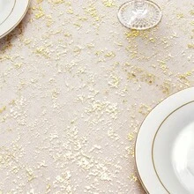 米金色薄纱桌布，60x118英寸长方形，金色亮片闪光金属箔，透明薄纱桌布，适用于婚礼、婴儿派对、庆典、生日（米金色、米金色、白色银色） - 彩色 - 查看 6