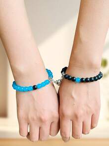 2pcs/Set Glass Heart Magnetic Couple Bracelets