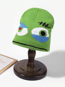 1pc Men's New Hiphop Beanie Hat, Funny Pirate Cartoon Jacquard Knit Cap - Multicolor - View 1