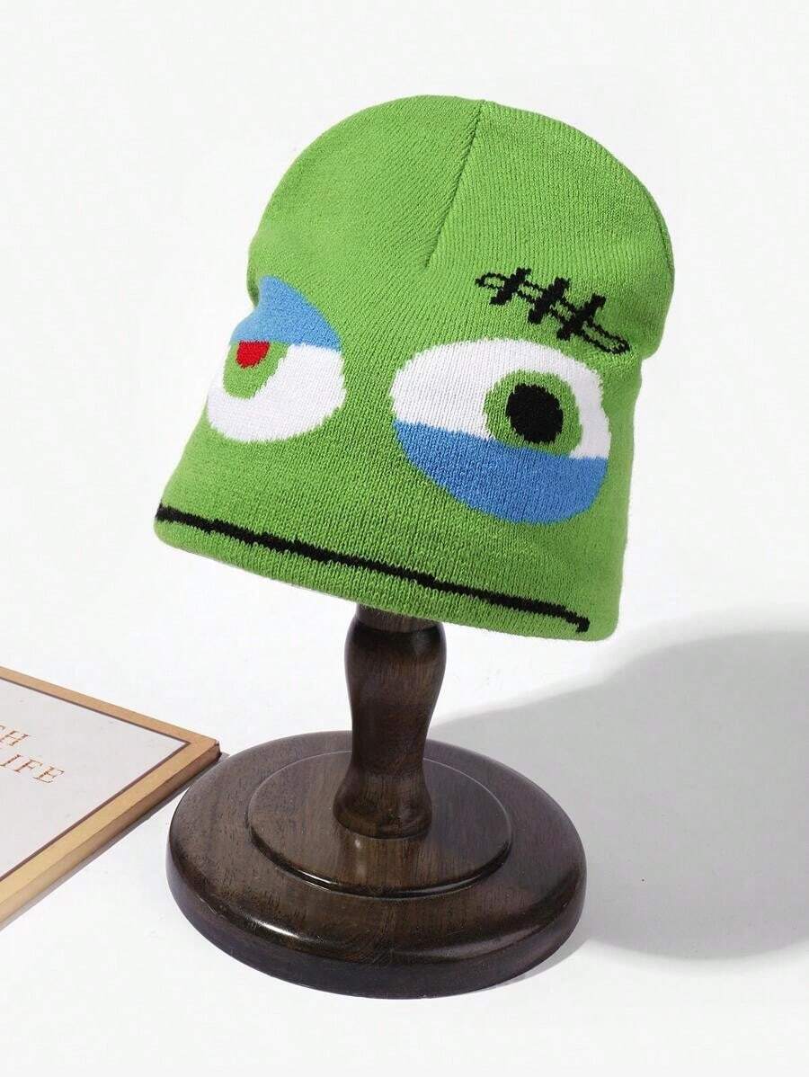 1pc Men's New Hiphop Beanie Hat, Funny Pirate Cartoon Jacquard Knit Cap - Multicolor - View 1