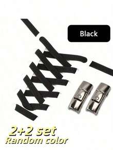 1pc No-Tie Shoelace Buckle (Black/White/Grey) - Elastic Shoelace Metal Buckle, Suitable For Sports Shoes, Children's Shoes, Elderly Shoes And Running Shoes - Turn Lace-Up Shoes Into Slip-On - One Size,Shoe,Spring Summer Picks,Brides Maid Gifts,Room,Bedroom Deccor,Bedroom Deccor,Beach,Travel,For Men,For Women,Vacation - Multicolor - View 10