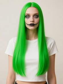 SALLYWELL 24英寸薄荷蓝合成蕾丝前假发，柔顺直发，时尚女士款；13x4高清薄荷绿蕾丝前假发，预先拔毛 - 薄荷綠 - 查看 3