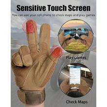 男士露指战术手套 - 柔软橡胶材质，防滑设计，适合骑行、健身、露营、狩猎、射击等活动 - 棕色 - 查看 5