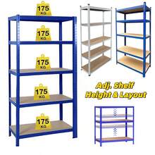 Vandise 5-Layer Adjustable And Freely Adjustable Layout Metal Shelf Unit With A Load Of 875KG, Workshop Warehouse Without Bolts, Garage Storage Rack Suitable For Garage Warehouse Storage - Blue - View 2